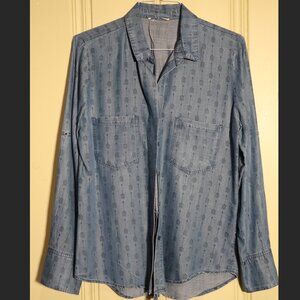 Denim Blue Women's Long Sleeve Button Down Shirt